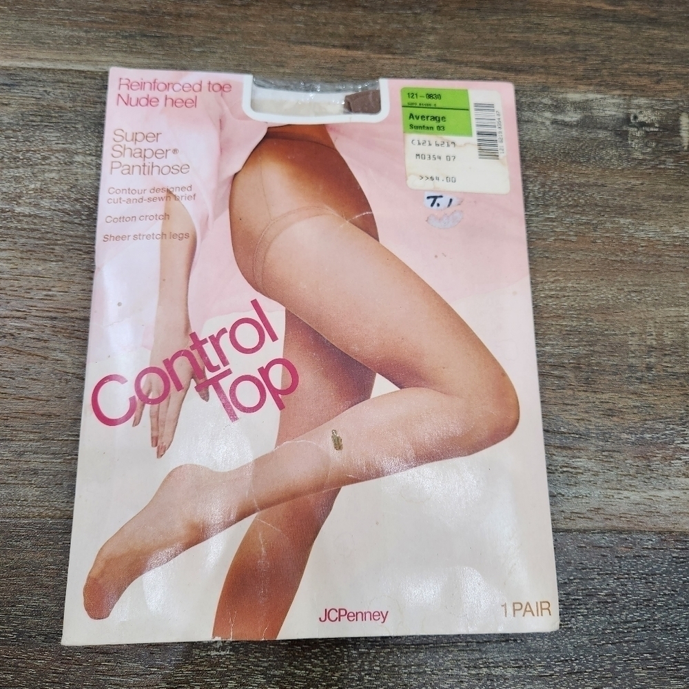 Vintage JC Penney Super Shaper Pantihose Pantyhose Control Top Average Suntan